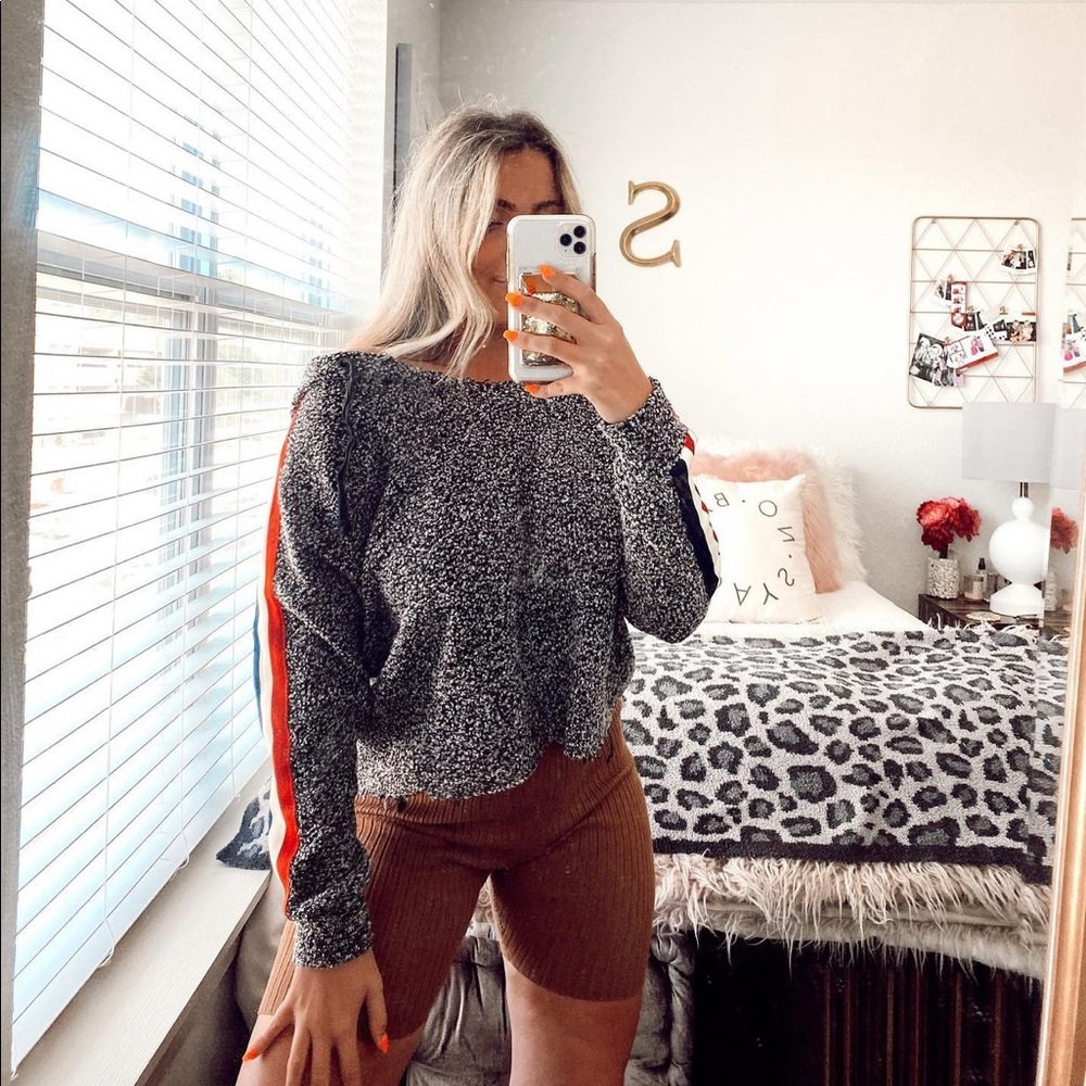 Fringe navy pullover